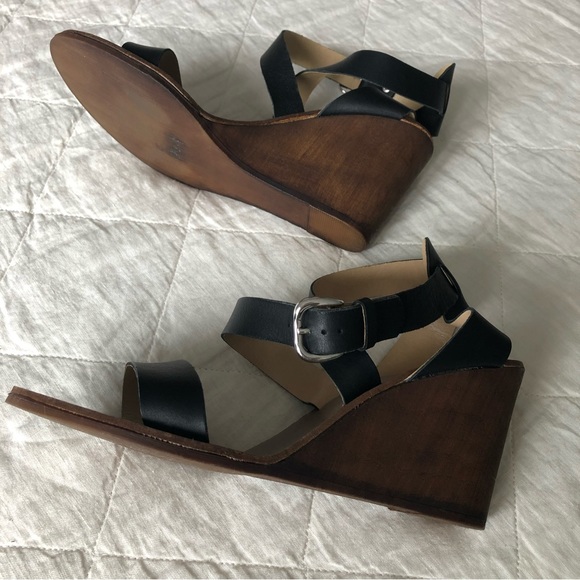 Aldo black leather wedge sandals - Picture 11 of 15